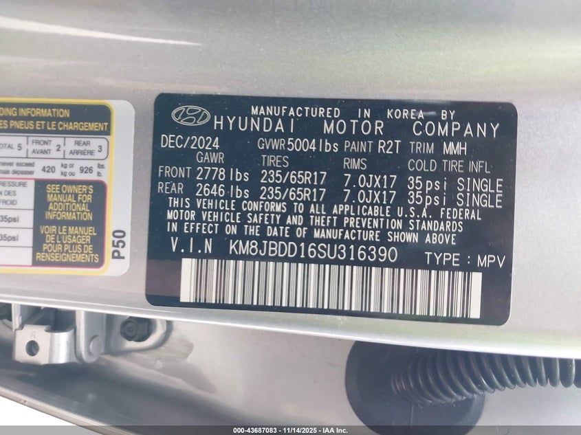KM8JBDD16SU316390 2025 HYUNDAI TUCSON photo no. 9