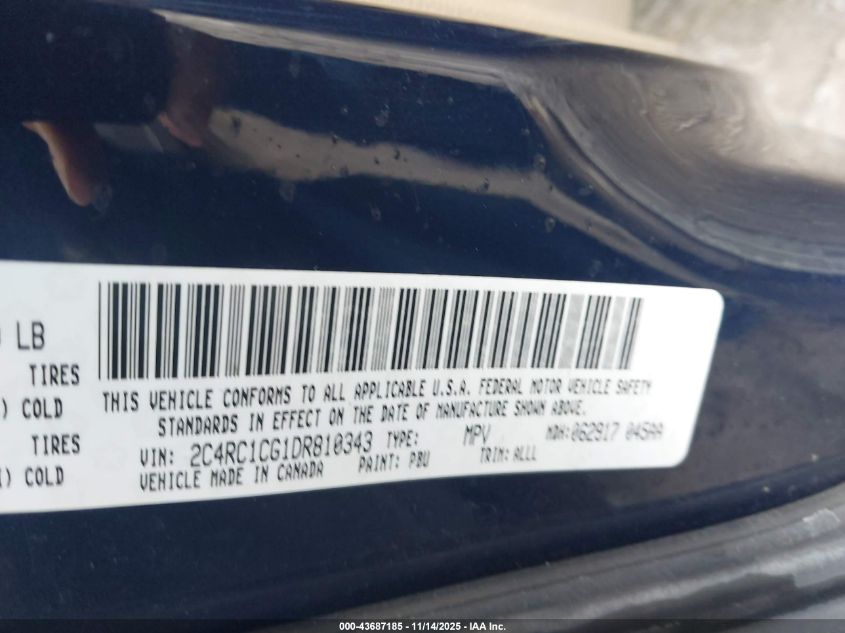 2013 Chrysler Town & Country Touring-L VIN: 2C4RC1CG1DR810343 Lot: 43687185