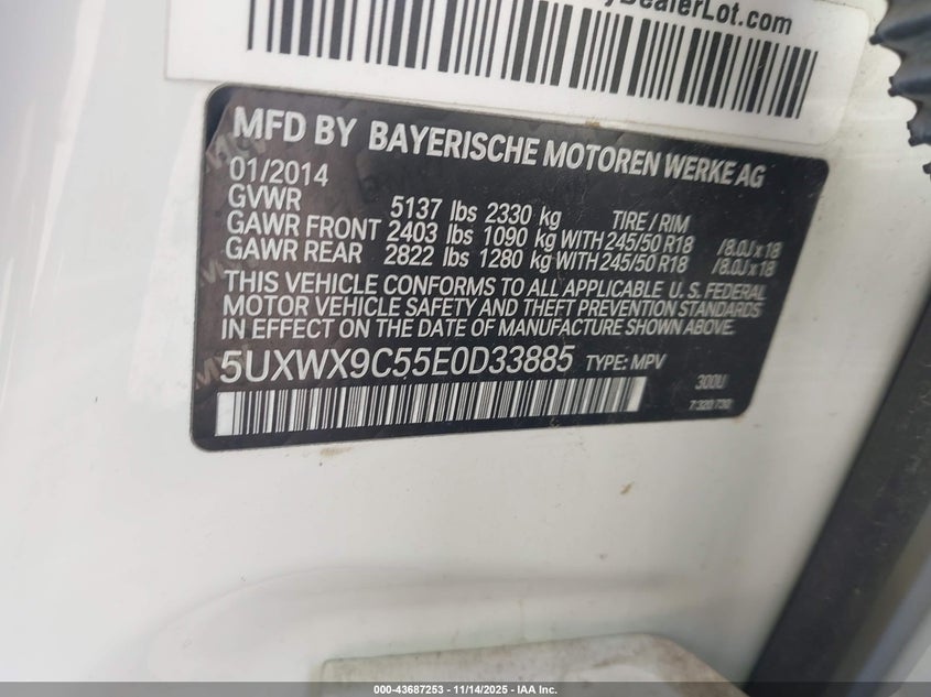 5UXWX9C55E0D33885 2014 BMW X3 photo no. 9