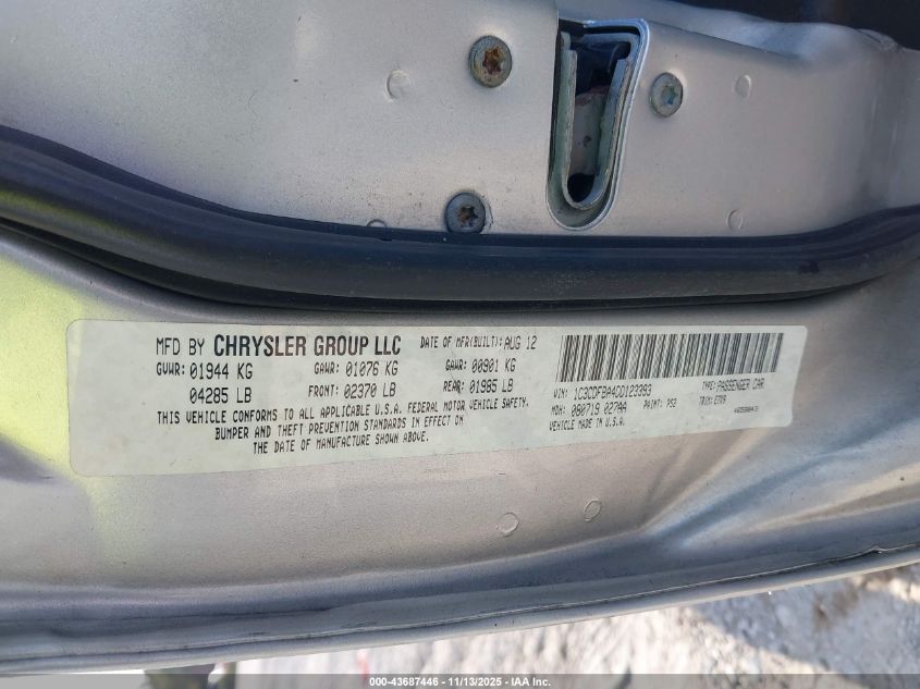 2013 Dodge Dart Sxt VIN: 1C3CDFBA4DD123393 Lot: 43687446