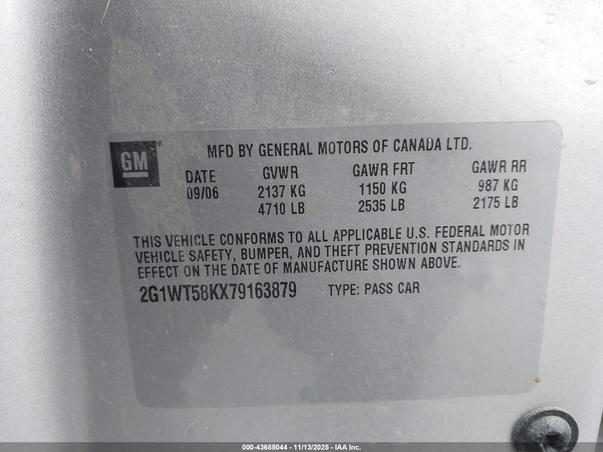 2G1WT55K669429420 2006 CHEVROLET IMPALA photo no. 9