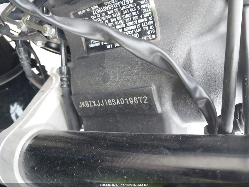 2025 Kawasaki Zx636 K VIN: JKBZXJJ16SA019672 Lot: 43688217