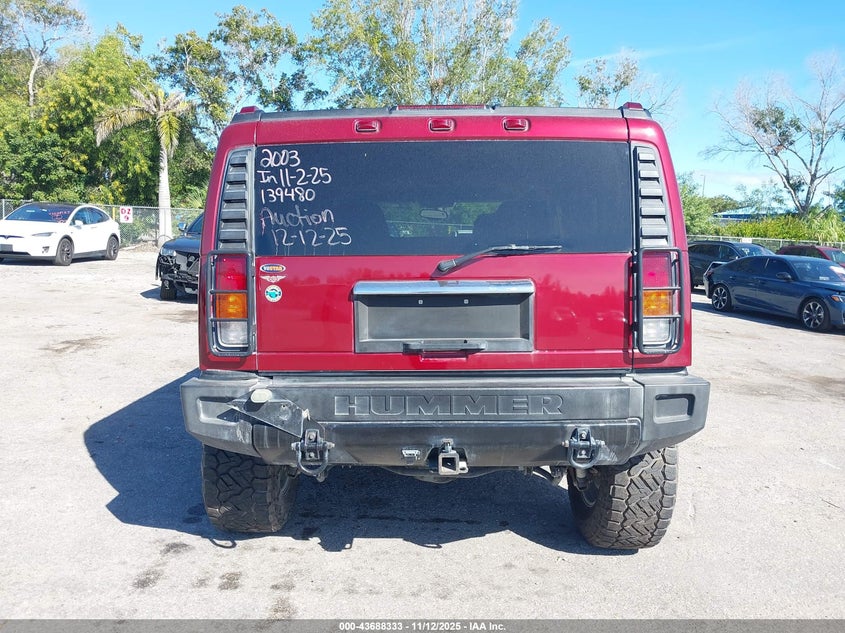 2003 Hummer H2 VIN: 5GRGN23U03H139480 Lot: 43688333