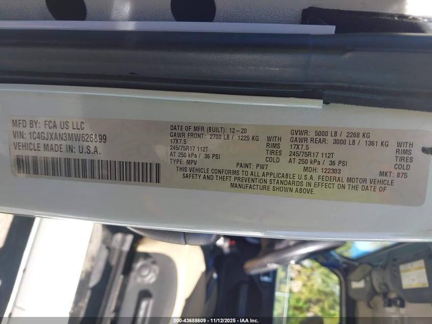 1C4GJXAN3MW626899 2021 JEEP WRANGLER photo no. 9