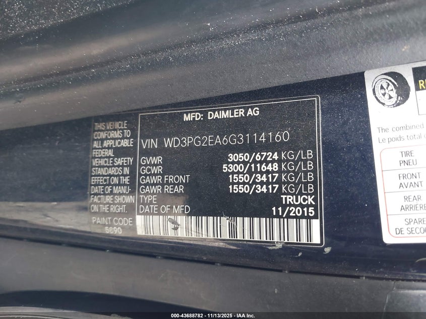 2016 MERCEDES-BENZ METRIS - WD3PG2EA6G3114160