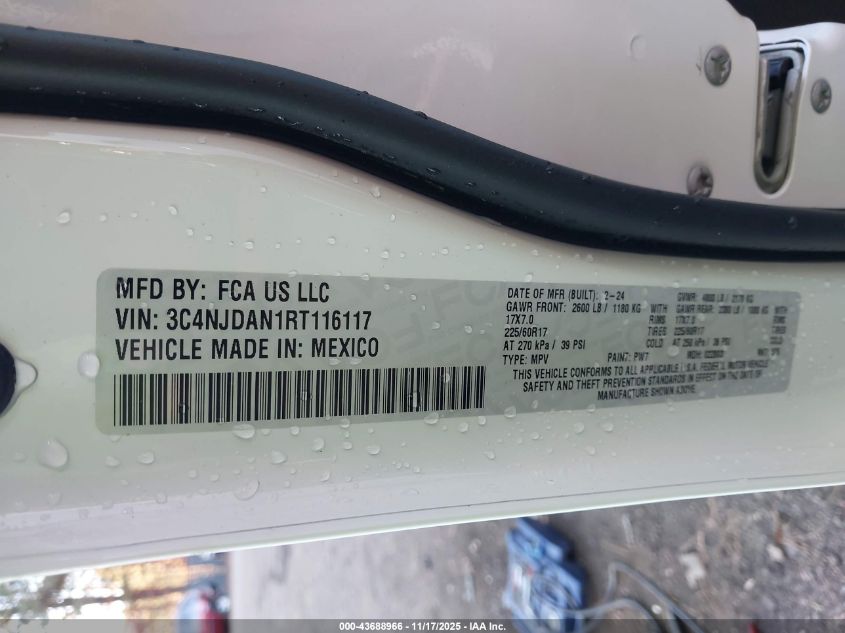 2024 Jeep Compass Sport 4X4 VIN: 3C4NJDAN1RT116117 Lot: 43688966