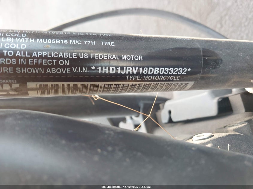 2013 Harley-Davidson Fls Softail Slim VIN: 1HD1JRV18DB033232 Lot: 43689004