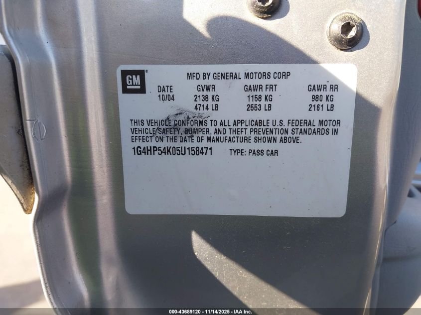 2005 Buick Lesabre Custom VIN: 1G4HP54K05U158471 Lot: 43689120