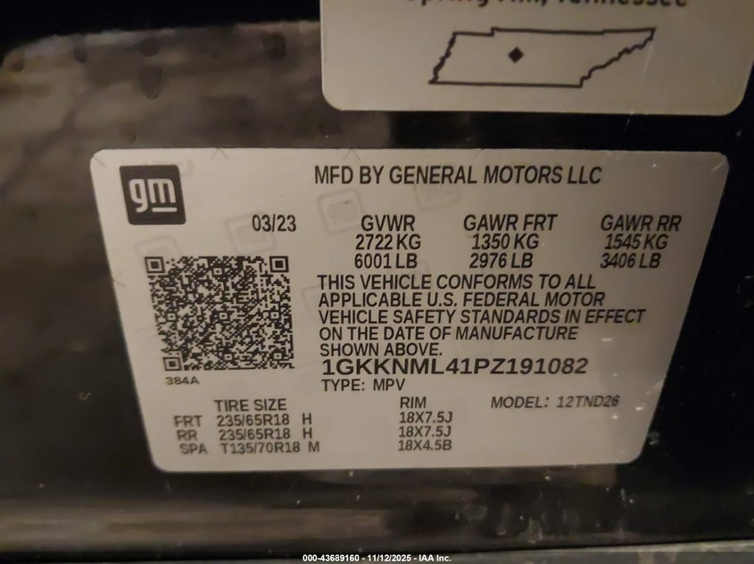 1GKKNML41PZ191082 2023 GMC ACADIA photo no. 9