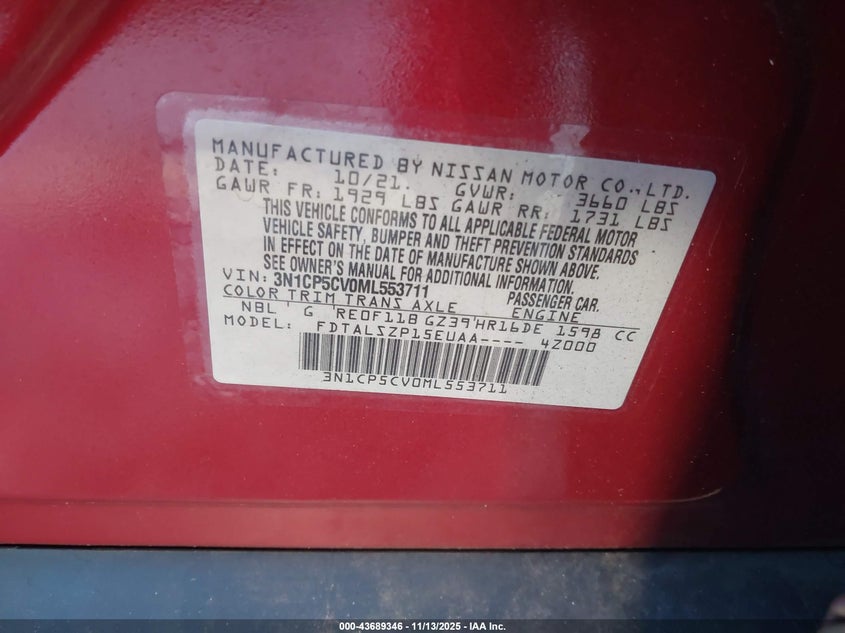 3N1CP5CV0ML553711 2021 NISSAN KICKS photo no. 9