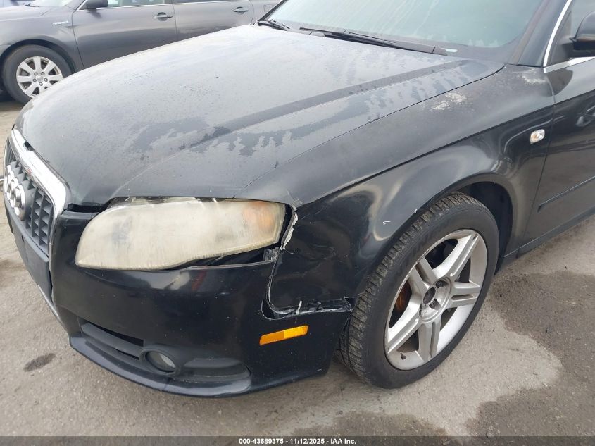 2008 Audi A4 2.0T VIN: WAUKF78E58A019419 Lot: 43689375