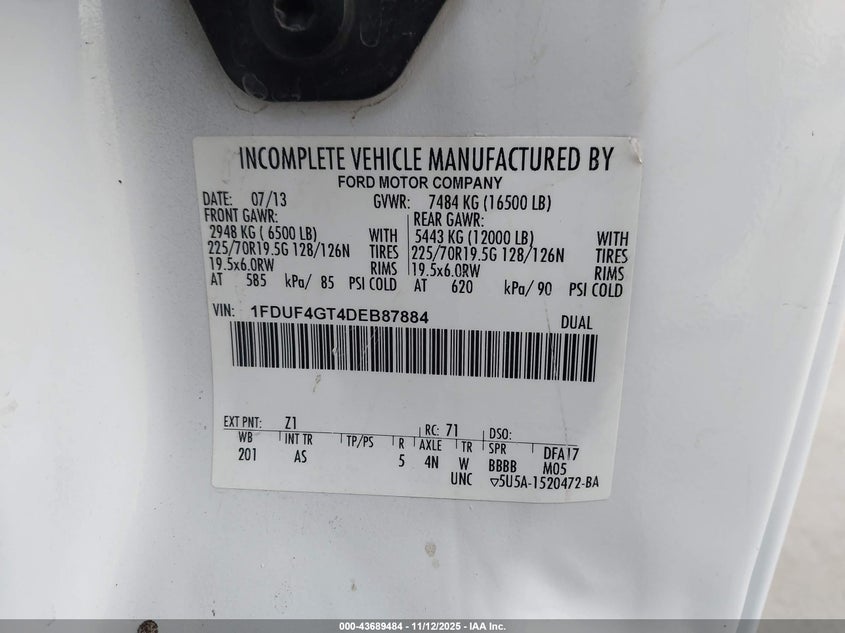1FDUF4GT4DEB87884 2013 FORD F450 photo no. 8
