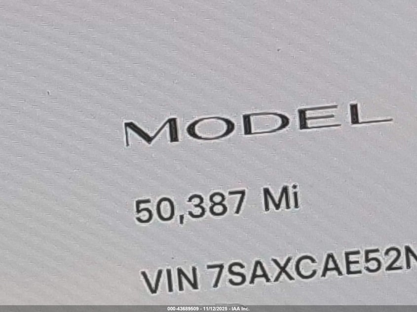 2022 Tesla Model X Dual Motor All-Wheel Drive VIN: 7SAXCAE52NF345378 Lot: 43689509