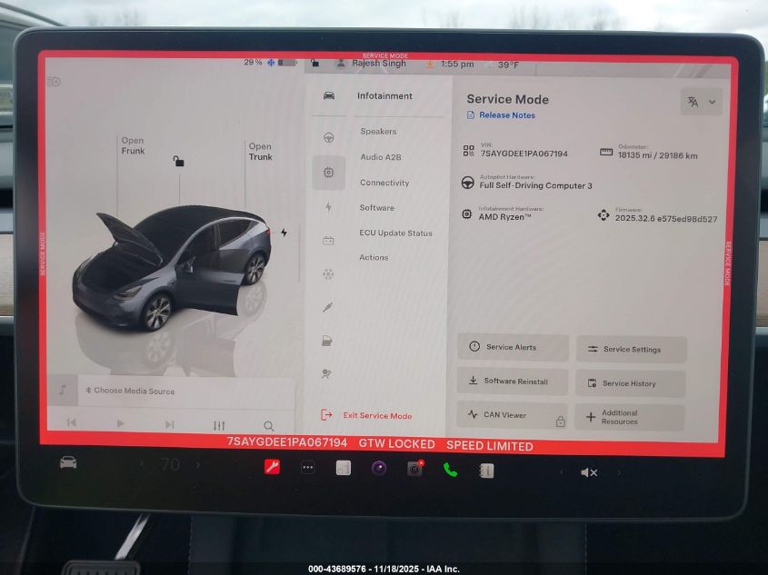 2023 Tesla Model Y Awd/Long Range Dual Motor All-Wheel Drive VIN: 7SAYGDEE1PA067194 Lot: 43689576