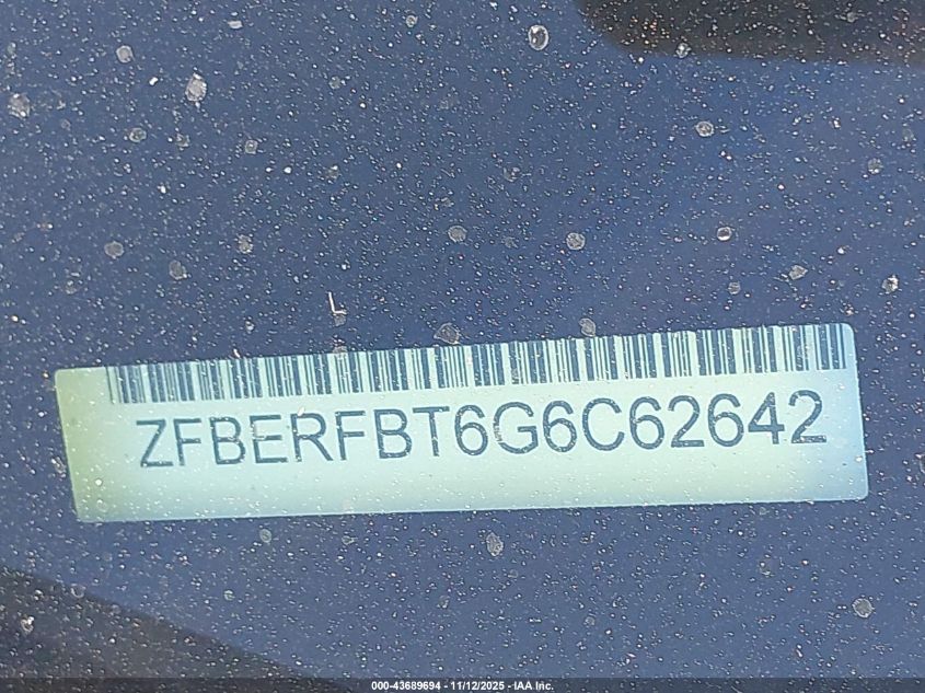 2016 Ram Promaster City Tradesman Slt VIN: ZFBERFBT6G6C62642 Lot: 43689694