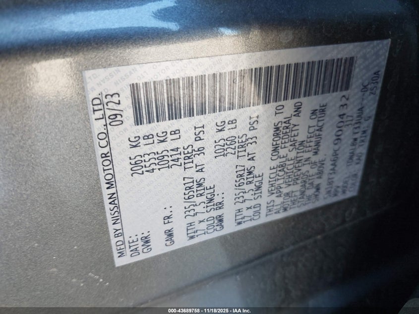 5N1BT3AA6PC900432 2023 NISSAN ROGUE photo no. 9