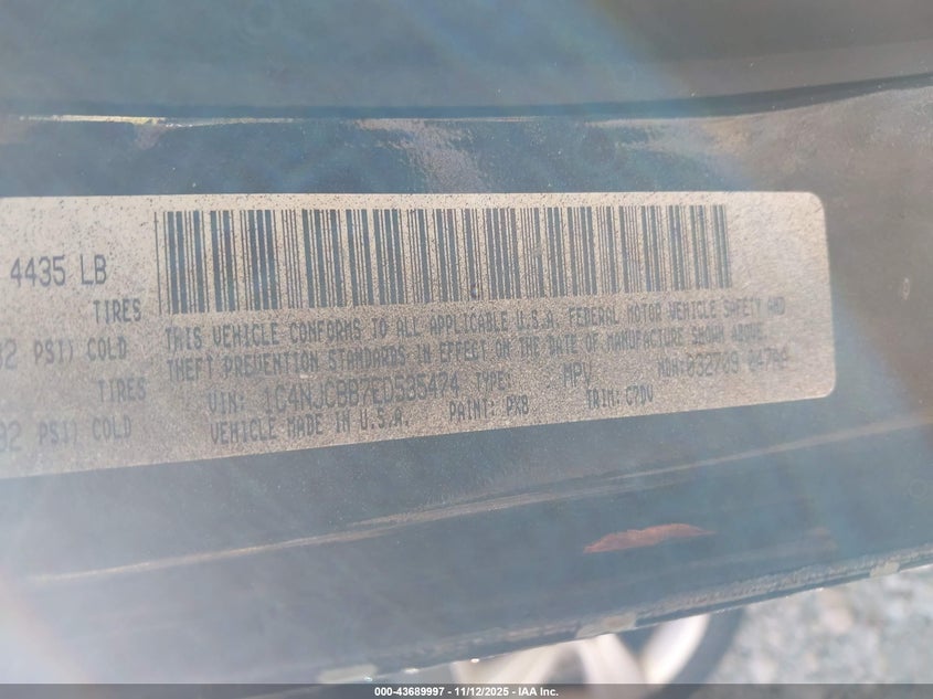 1C4NJCBB7ED535474 2014 JEEP COMPASS photo no. 9