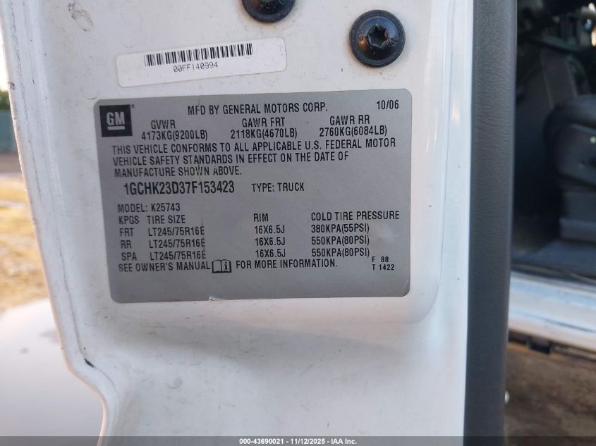 2003 Chevrolet Silverado 2500Hd Lt VIN: 1GCHK23163F144795 Lot: 43690021