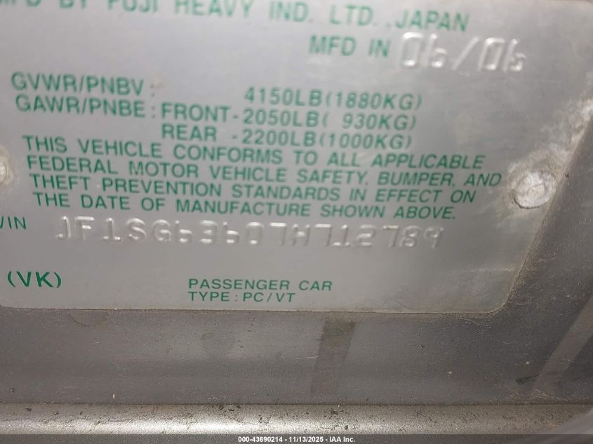 2007 Subaru Forester 2.5X VIN: JF1SG63607H712789 Lot: 43690214