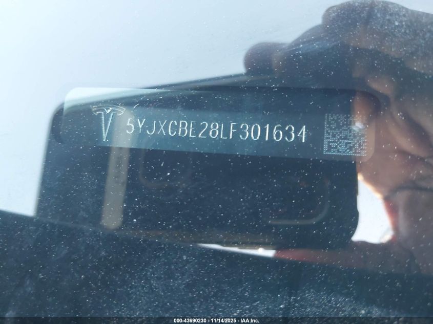 2020 Tesla Model X Long Range Dual Motor All-Wheel Drive/Long Range Plus Dual Motor All-Wheel Drive VIN: 5YJXCBE28LF301634 Lot: 43690230