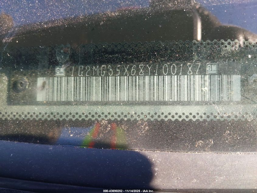 2008 Pontiac Solstice Gxp VIN: 1G2MG35X68Y100187 Lot: 43690252