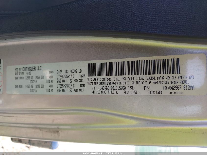 2008 Jeep Wrangler Unlimited Rubicon VIN: 1J4GA69108L615260 Lot: 43690255