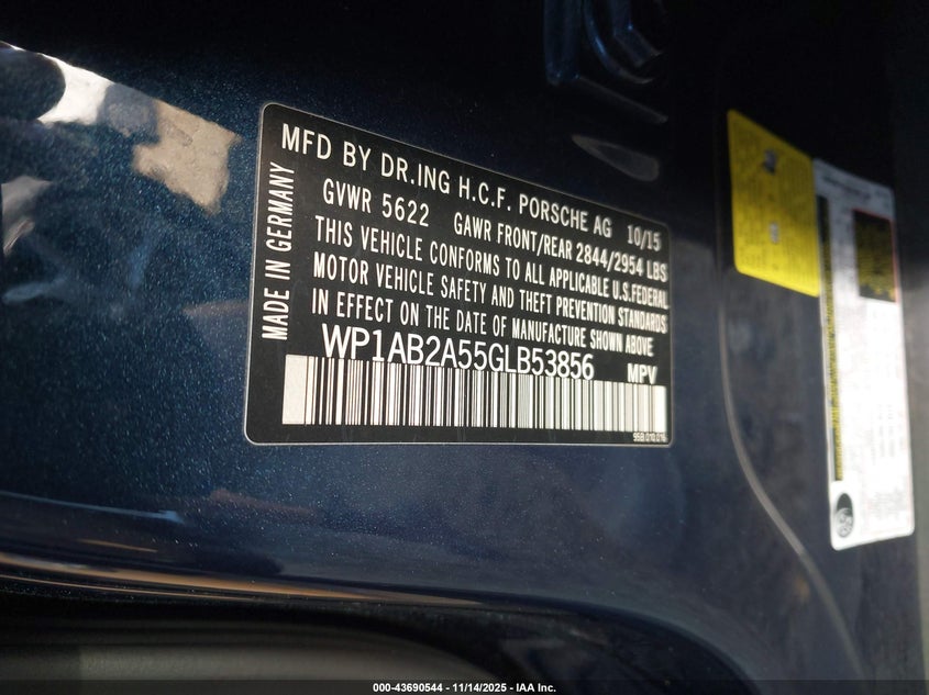 2016 PORSCHE MACAN S WP1AB2A55GLB53856