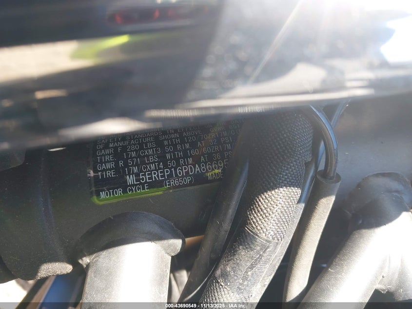 2023 Kawasaki Er650 P VIN: ML5EREP16PDA86695 Lot: 43690549