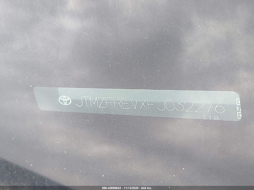 2015 Toyota Rav4 Le VIN: JTMZFREVXFJ032276 Lot: 43690843