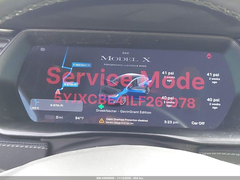 2020 Tesla Model X Performance Dual Motor All-Wheel Drive VIN: 5YJXCBE41LF261978 Lot: 43690850