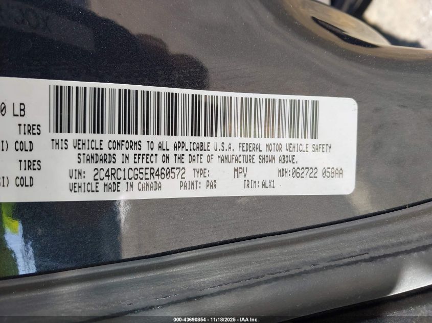 2014 Chrysler Town & Country Touring-L VIN: 2C4RC1CG5ER460572 Lot: 43690854