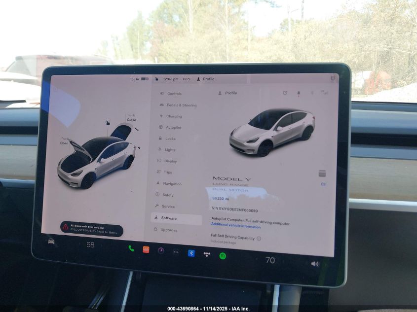 2021 Tesla Model Y Long Range Dual Motor All-Wheel Drive VIN: 5YJYGDEE7MF065090 Lot: 43690864