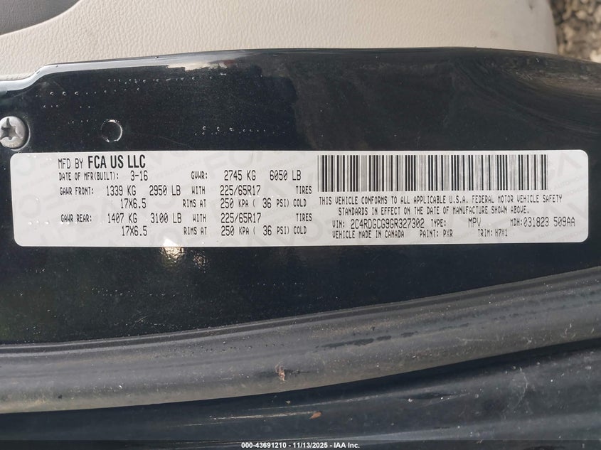 2C4RDGCG9GR327302 2016 DODGE CARAVAN photo no. 9