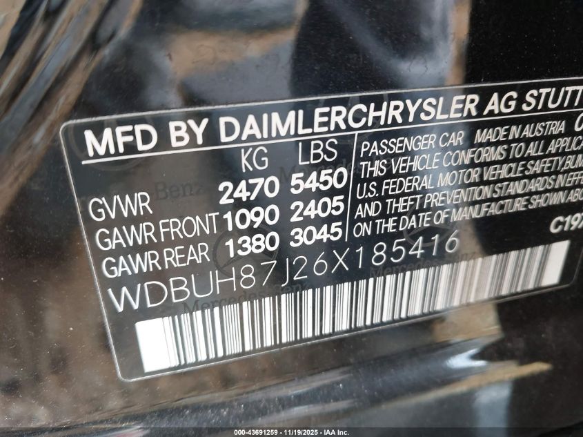 2006 Mercedes-Benz E 350 4Matic VIN: WDBUH87J26X185416 Lot: 43691259