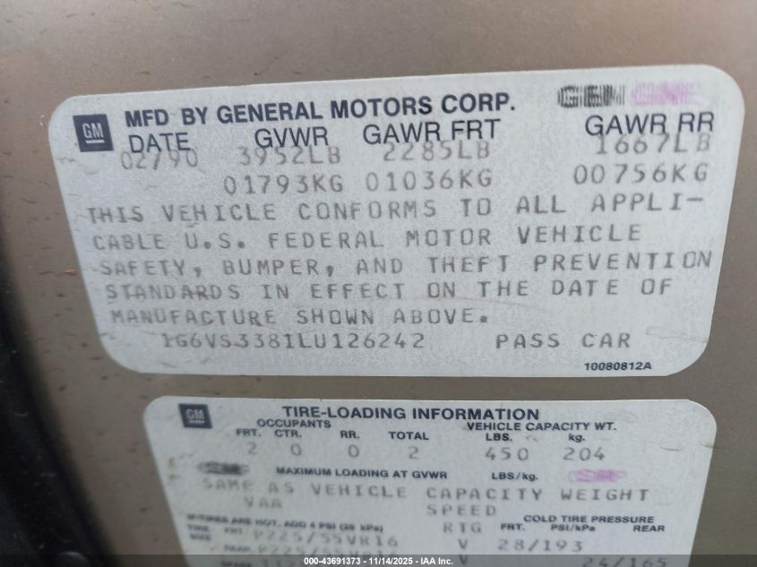 1G6VS3381LU126242 1990 CADILLAC ALLANTE photo no. 9