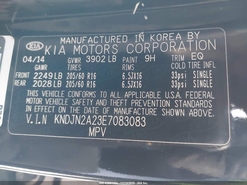KNDJN2A23E7083083 2014 KIA SOUL photo no. 9