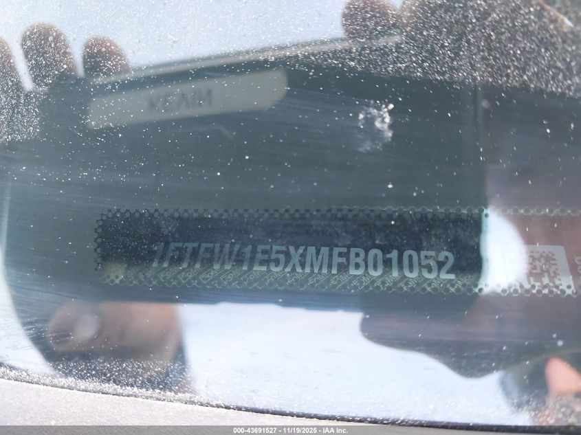 2021 Ford F150 Supercrew VIN: 1FTFW1E5XMFB01052 Lot: 43691527