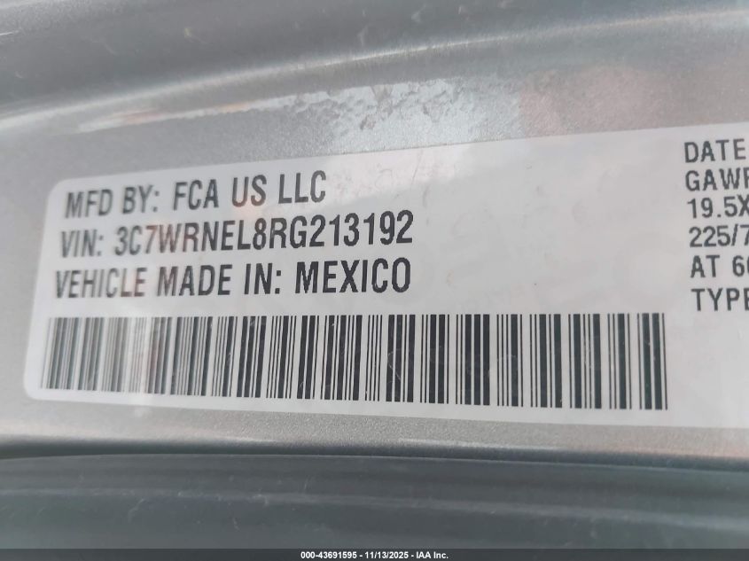 2024 Ram 5500 Chassis Tradesman/Slt/Laramie/Limited VIN: 3C7WRNEL8RG213192 Lot: 43691595