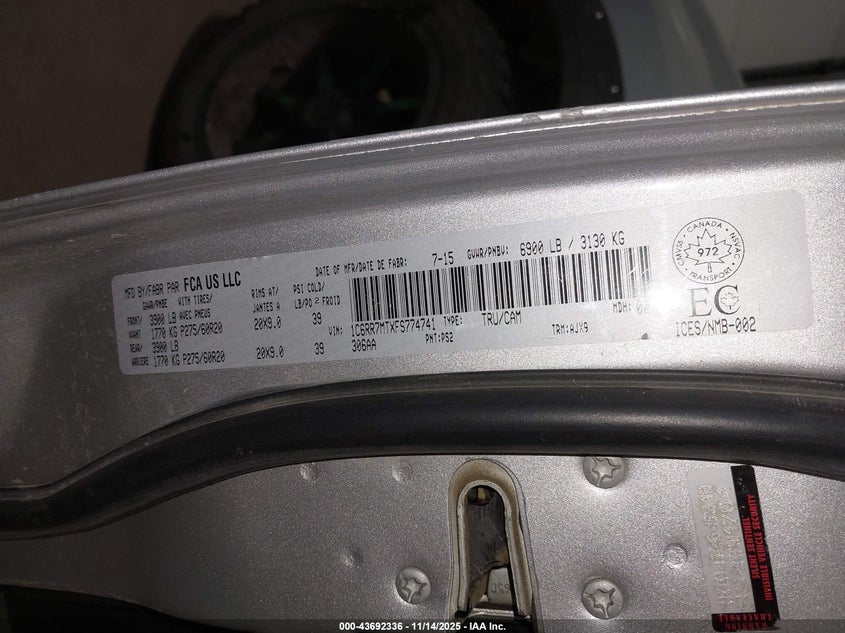 2015 RAM 1500 SPORT 1C6RR7MTXFS774741