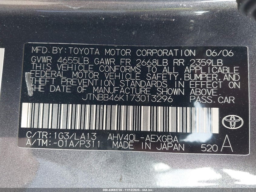 JTNBB46K173013296 2007 TOYOTA CAMRY photo no. 9