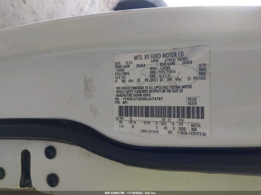 1FMEU73E66UA74787 2006 FORD EXPLORER photo no. 9