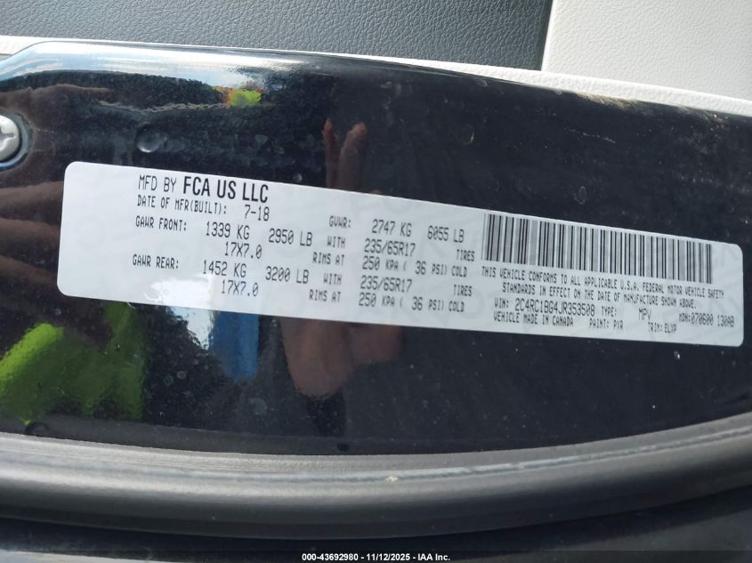 2018 Chrysler Pacifica Touring L VIN: 2C4RC1BG4JR353508 Lot: 43692980