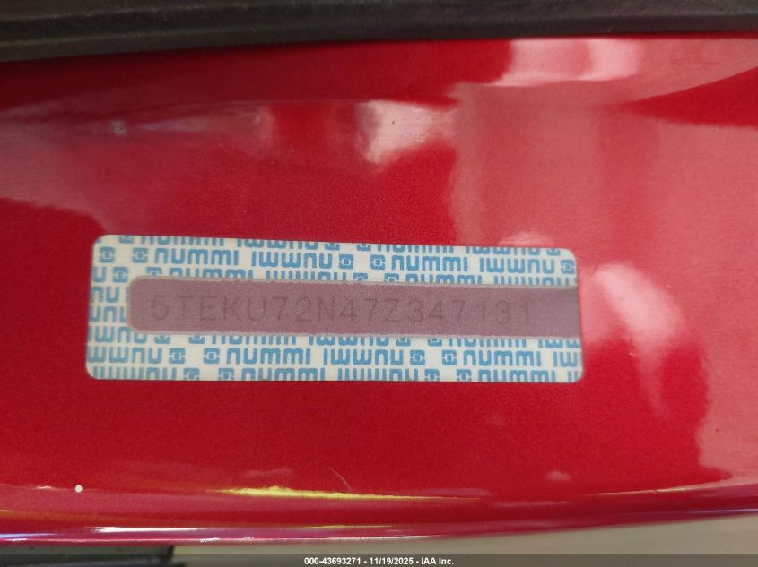 2007 Toyota Tacoma Prerunner V6 VIN: 5TEKU72N47Z347131 Lot: 43693271