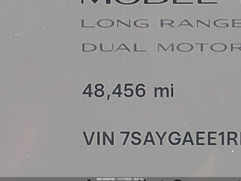 2024 Tesla Model Y Long Range Dual Motor All-Wheel Drive VIN: 7SAYGAEE1RF122280 Lot: 43693365