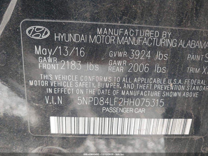 5NPD84LF2HH075315 2017 HYUNDAI ELANTRA photo no. 9