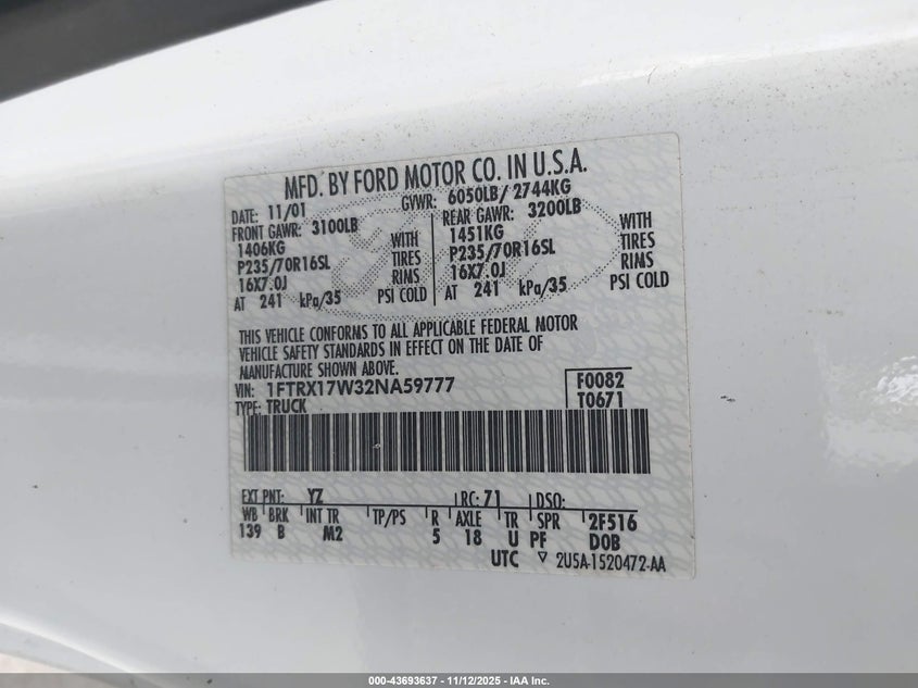 1FTRX17W32NA59777 2002 FORD F-150 photo no. 9