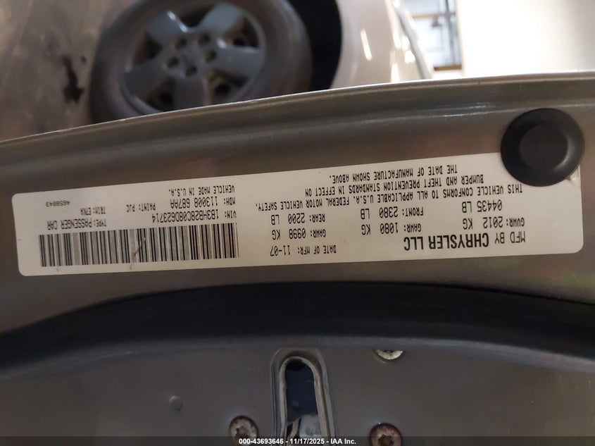 2008 Dodge Caliber Se VIN: 1B3HB28C08D623714 Lot: 43693646