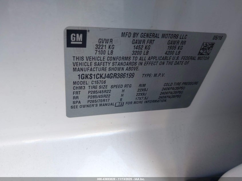 1GKS1CKJ4GR386199 2016 GMC YUKON photo no. 9