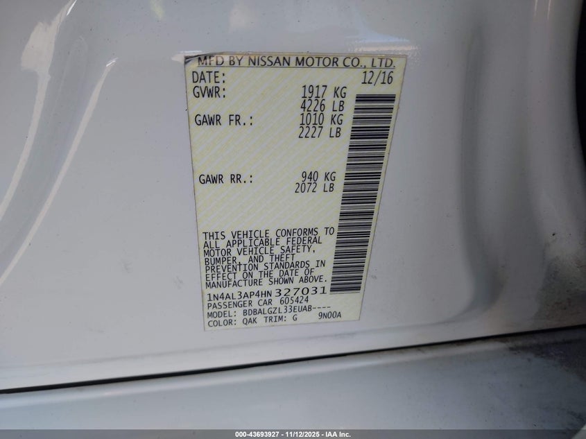 1N4AL3AP4HN327031 2017 NISSAN ALTIMA photo no. 9