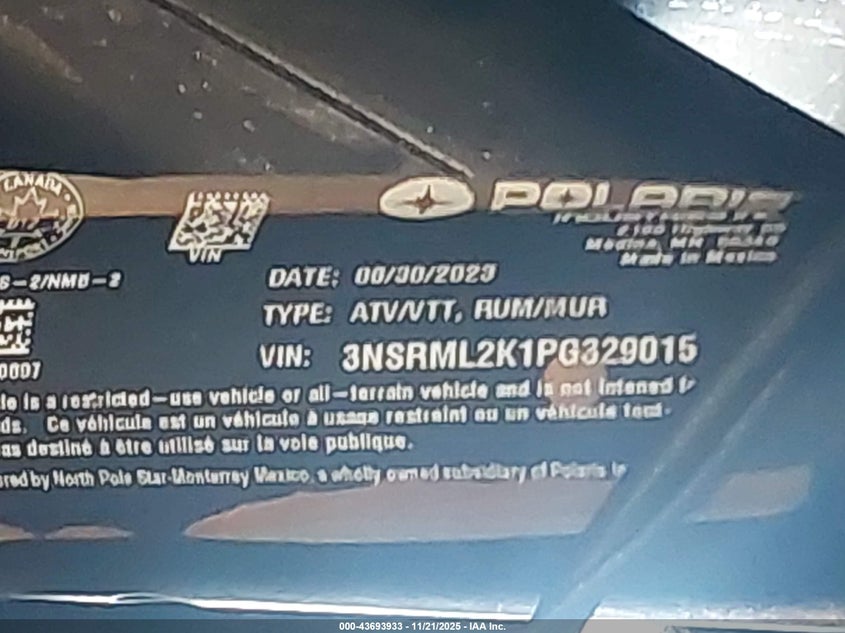 2023 Polaris Rzr Pro R 4 Ultimate Launch Edition VIN: 3NSRML2K1PG329015 Lot: 43693933